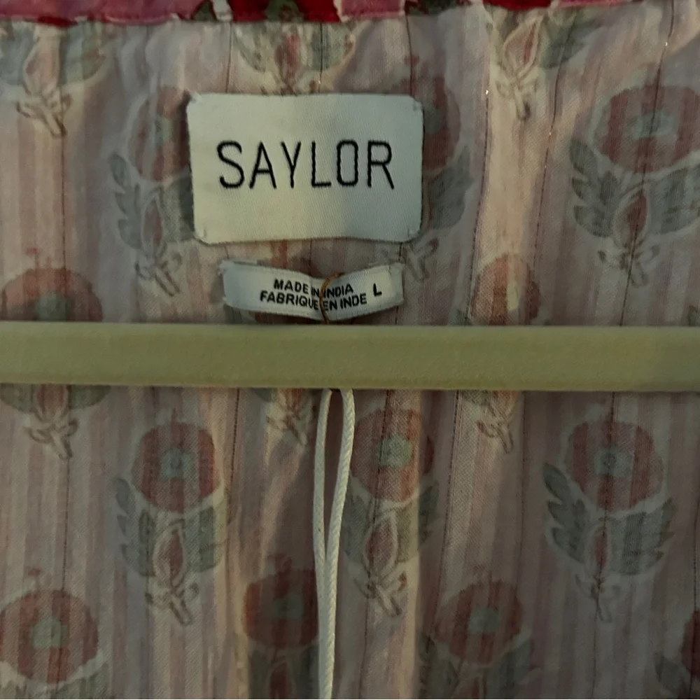 SAYLOR Greyson Pink Floral Puff Sleeve Tiered Mini Dress - Picture 7 of 13